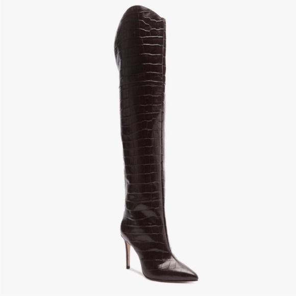 Schutz Maryana Over The Knee Leather Boot Dark Chocolate - Picture 2 of 10